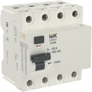 IEK ARMAT Выключатель дифференциального тока R10N 4P 40А 100мА тип A - AR-R10N-4-040A100 IEK ARMAT Выключатель дифференциального тока R10N 4P 40А 100мА тип A - AR-R10N-4-040A100
