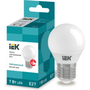 IEK Лампа светодиодная G45 шар 7Вт 230В 4000К E27 - LLE-G45-7-230-40-E27 IEK Лампа светодиодная G45 шар 7Вт 230В 4000К E27 - LLE-G45-7-230-40-E27