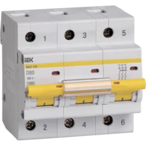IEK Автоматический выключатель ВА47-100 3Р 80А 10кА D - MVA40-3-080-D IEK Автоматический выключатель ВА47-100 3Р 80А 10кА D - MVA40-3-080-D